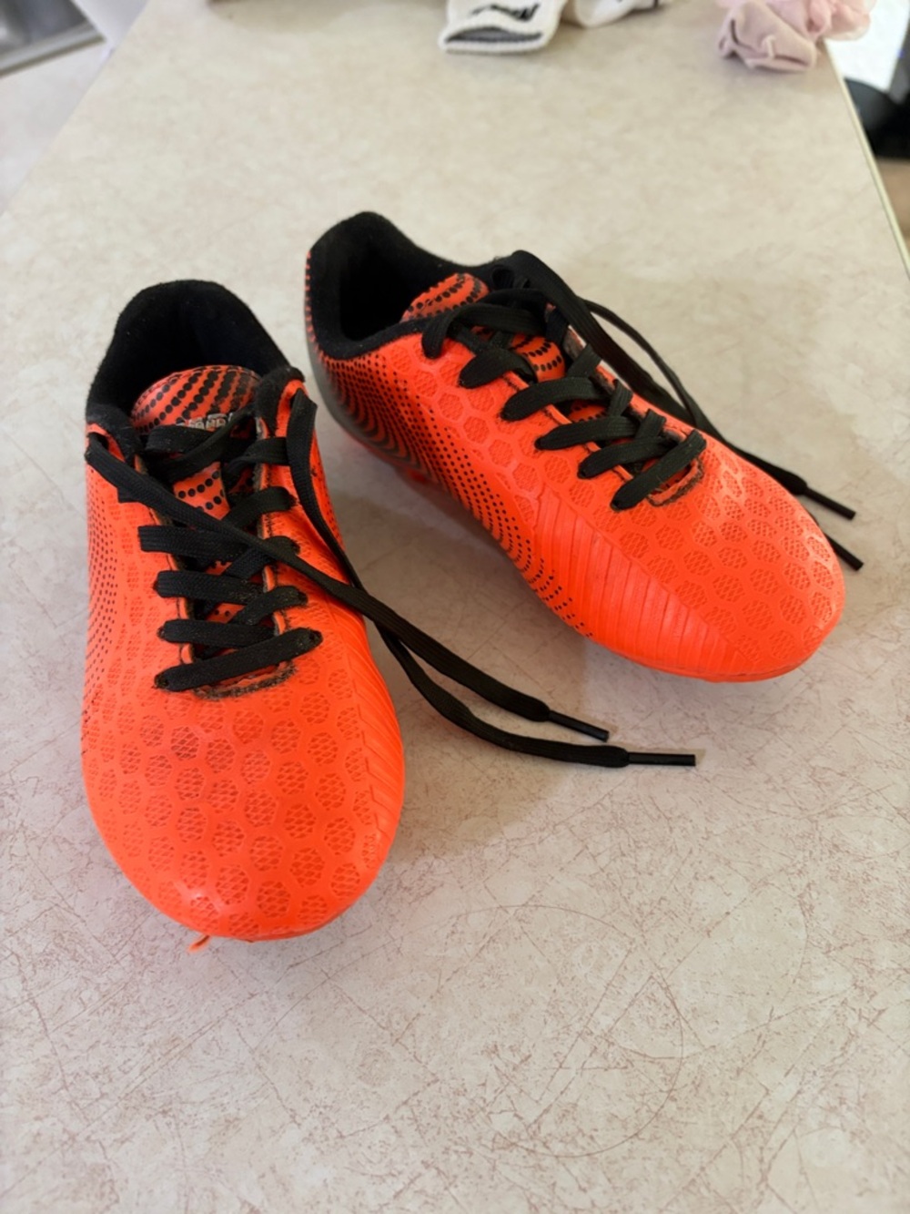 Kids Athletic Shoes - Bright Orange with Black Laces